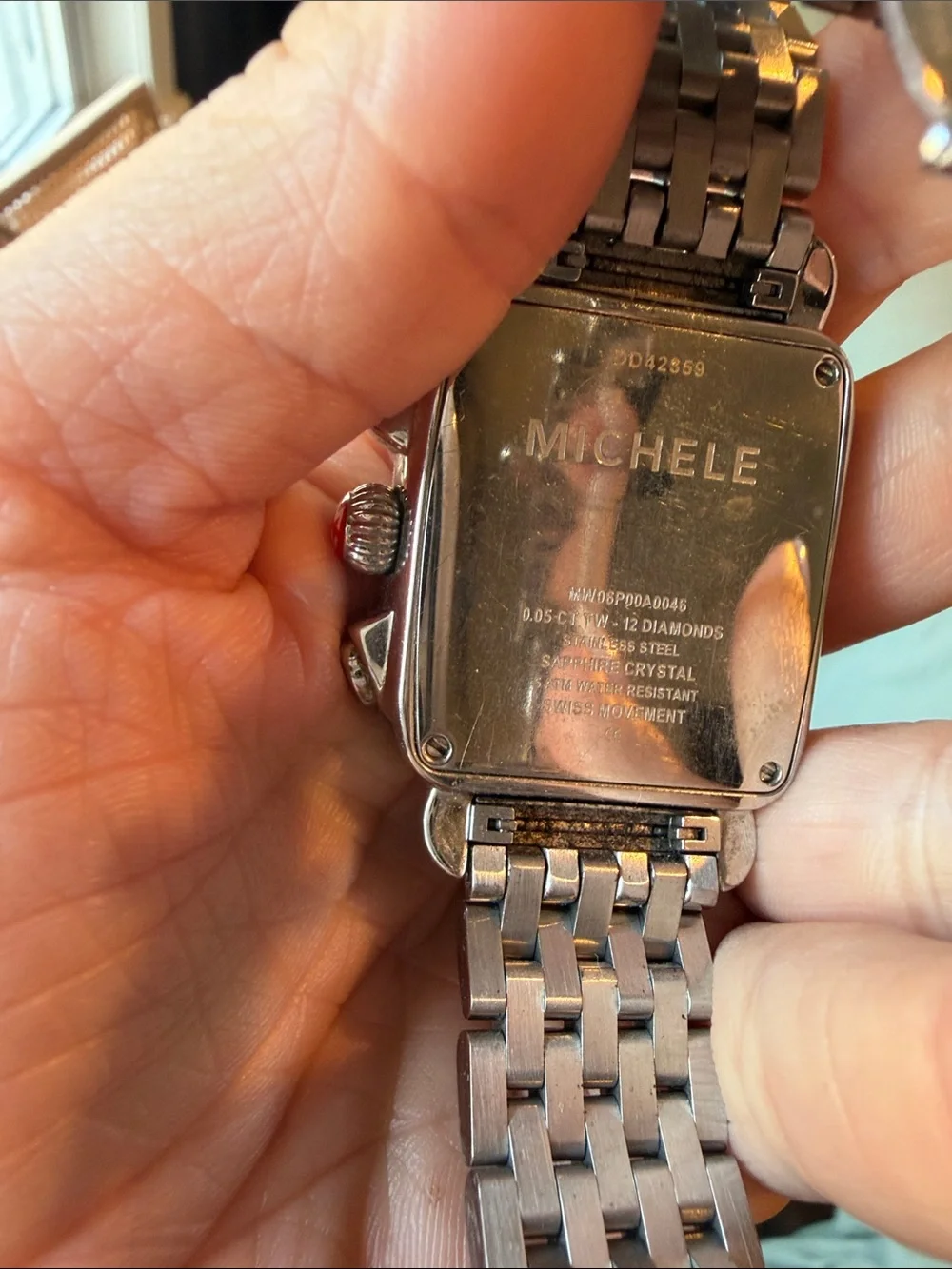 MICHELE Stainless Steel Diamond Accent Women's Watch - Silver & White